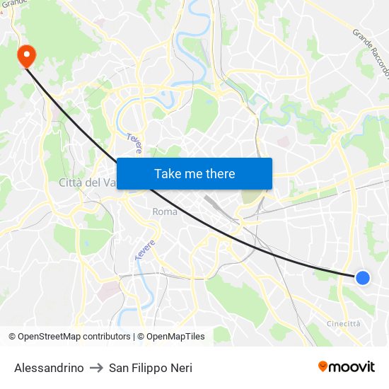 Alessandrino to San Filippo Neri map