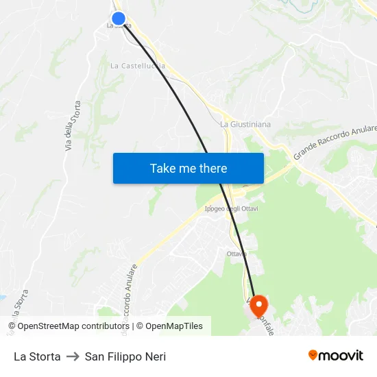 La Storta to San Filippo Neri map