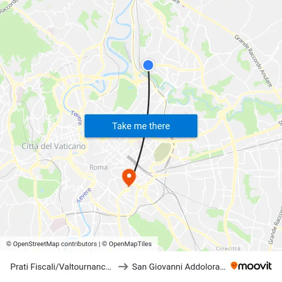 Prati Fiscali/Valtournanche to San Giovanni Addolorata map