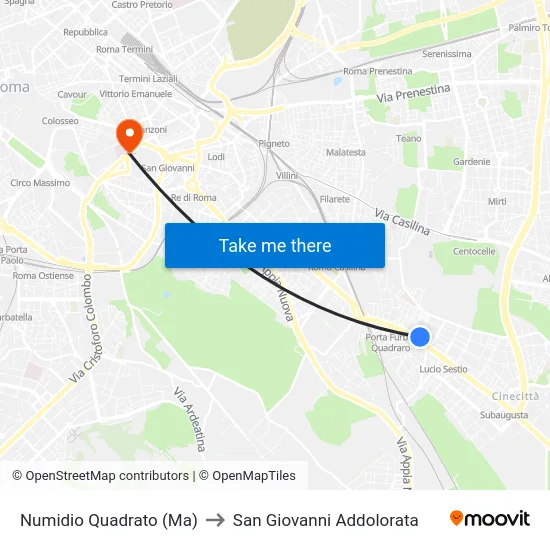 Numidio Quadrato (Ma) to San Giovanni Addolorata map