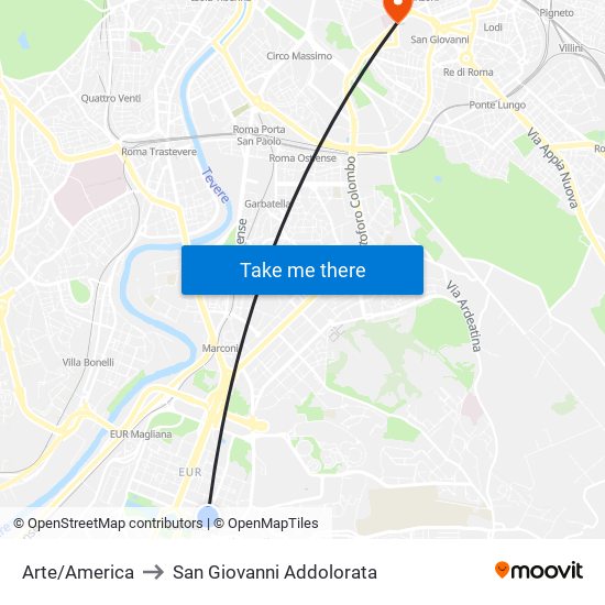 Arte/America to San Giovanni Addolorata map
