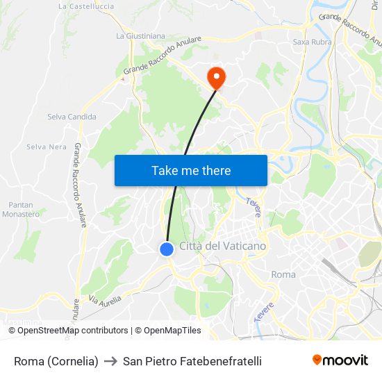 Roma (Cornelia) to San Pietro Fatebenefratelli map