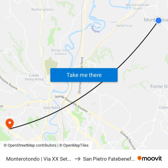 Monterotondo | Via XX Settembre to San Pietro Fatebenefratelli map