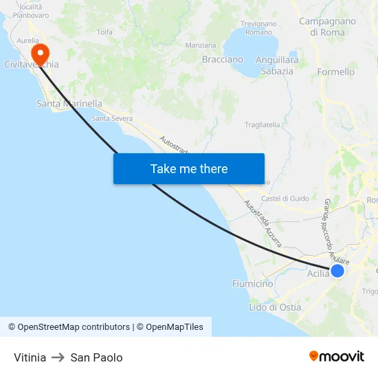 Vitinia to San Paolo map