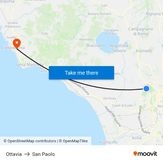 Ottavia to San Paolo map