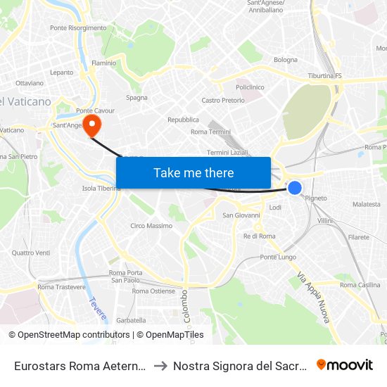 Eurostars Roma Aeterna Rome to Nostra Signora del Sacro Cuore map