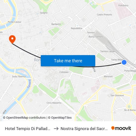 Hotel Tempio Di Pallade Rome to Nostra Signora del Sacro Cuore map