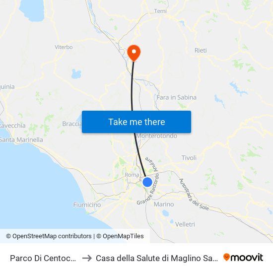 Parco Di Centocelle to Casa della Salute di Maglino Sabina map