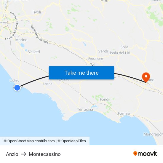 Anzio to Montecassino map