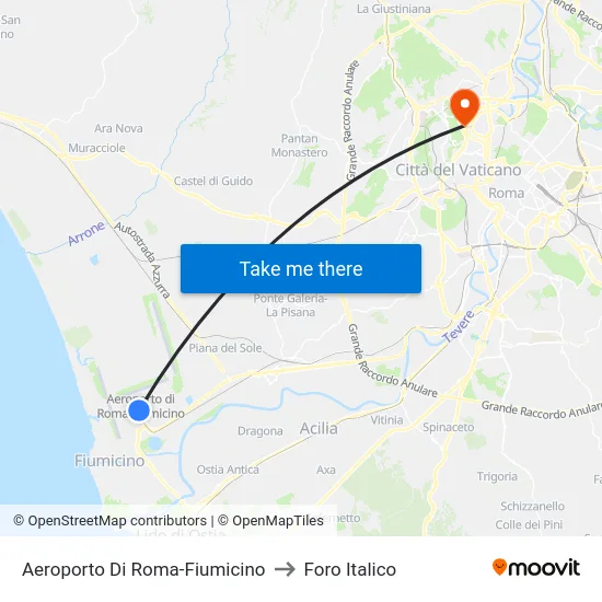 Aeroporto Di Roma-Fiumicino to Foro Italico map