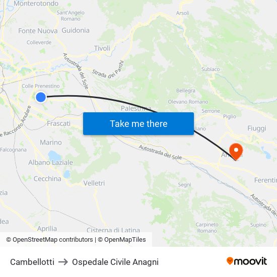 Cambellotti to Ospedale Civile Anagni map