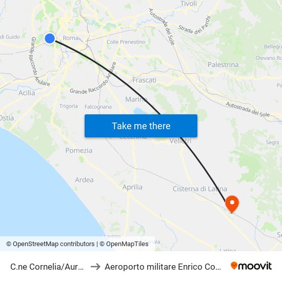 C.ne Cornelia/Aurelia to Aeroporto militare Enrico Comani map