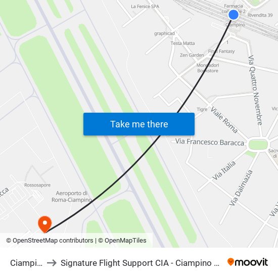 Ciampino to Signature Flight Support CIA - Ciampino Airport map