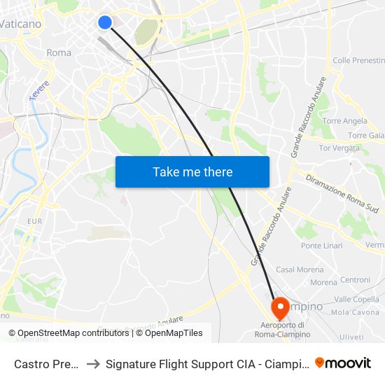 Castro Pretorio to Signature Flight Support CIA - Ciampino Airport map