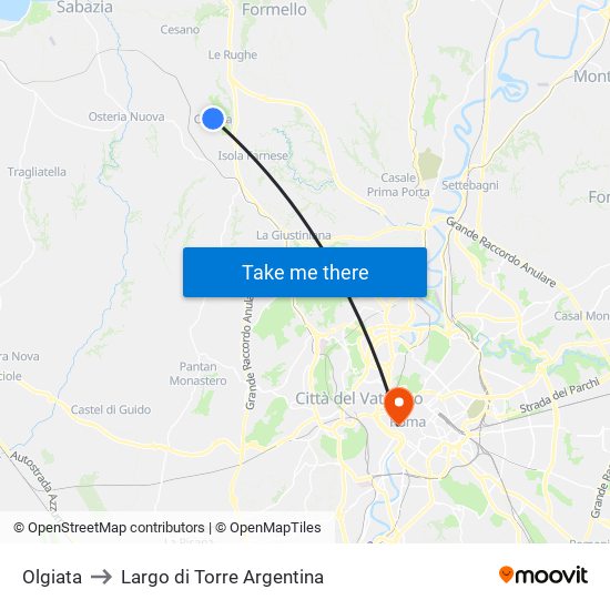 Olgiata to Largo di Torre Argentina map