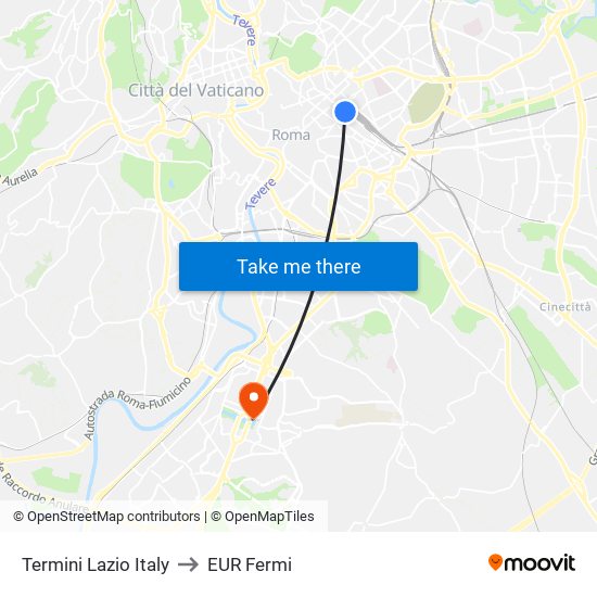 Termini Lazio Italy to EUR Fermi map