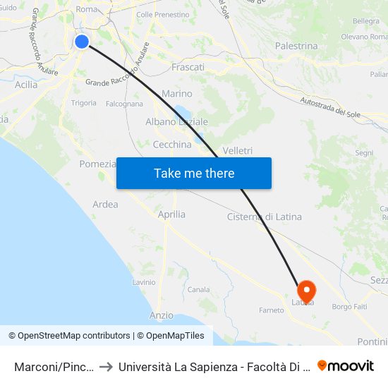 Marconi/Pincherle to Università La Sapienza - Facoltà Di Economia map