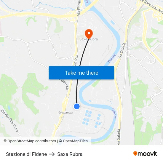 Stazione di Fidene to Saxa Rubra map