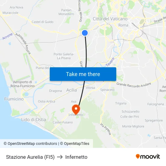 Stazione Aurelia (Fl5) to Infernetto map
