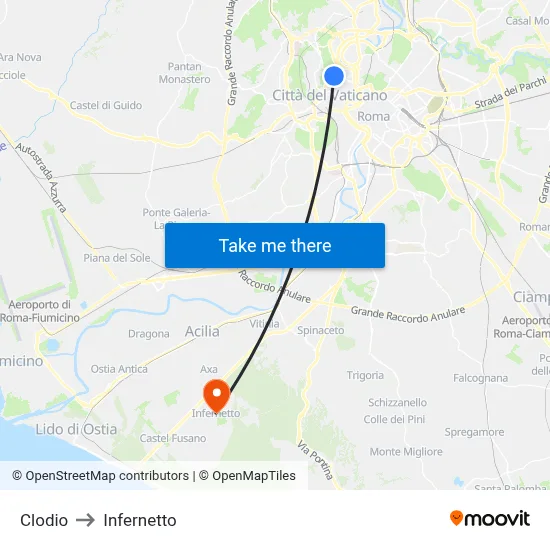 Clodio to Infernetto map