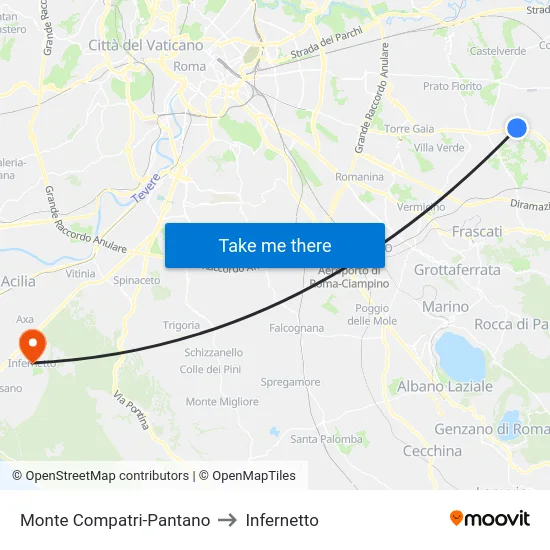 Monte Compatri-Pantano to Infernetto map