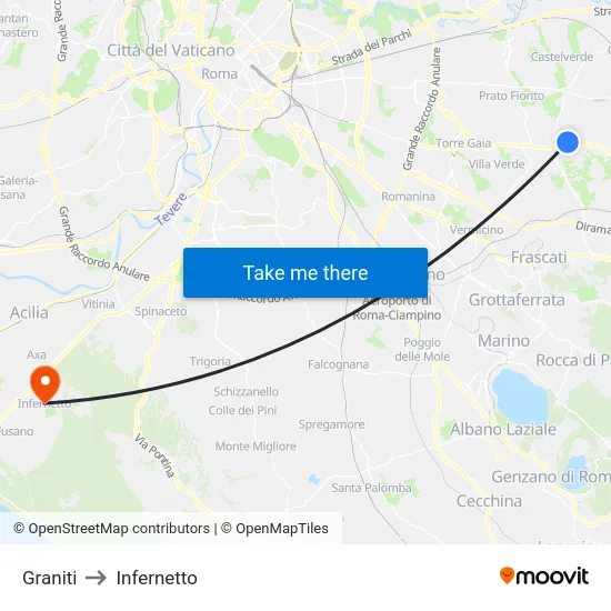 Graniti to Infernetto map