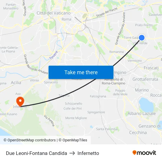 Due Leoni-Fontana Candida to Infernetto map
