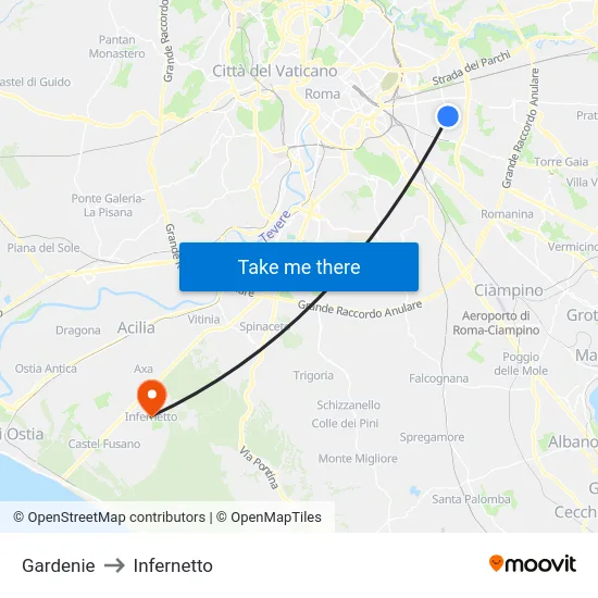 Gardenie to Infernetto map