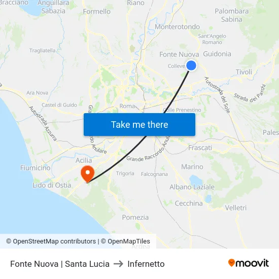 Fonte Nuova | Santa Lucia to Infernetto map
