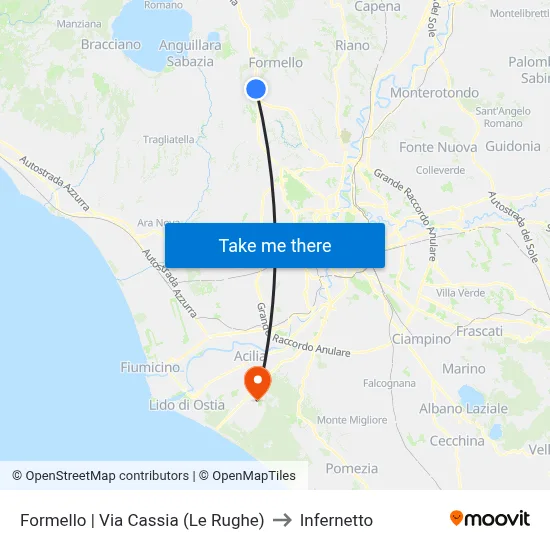 Formello | Cassia Road (Le Rughe) to Infernetto map