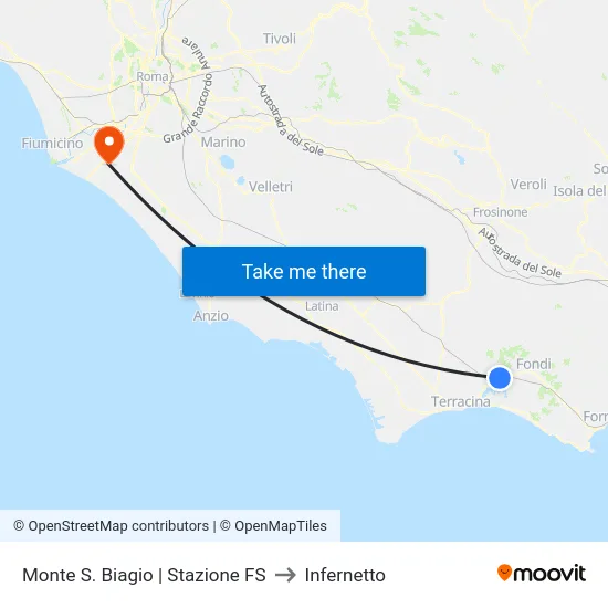 Monte S. Biagio | Stazione FS to Infernetto map
