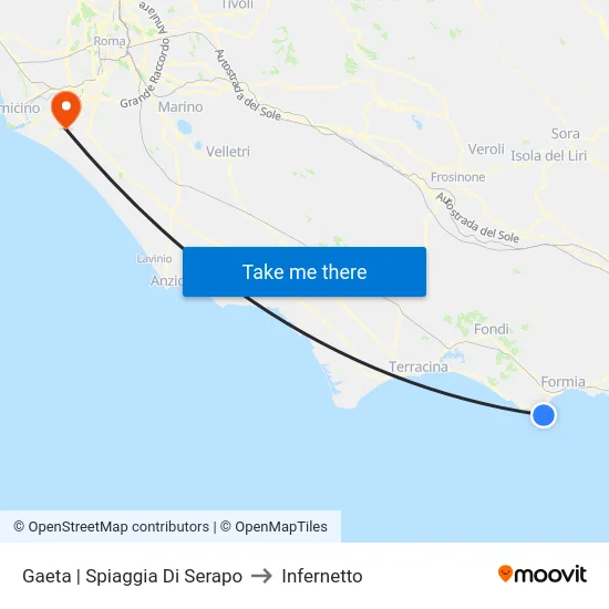 Gaeta | Spiaggia Di Serapo to Infernetto map