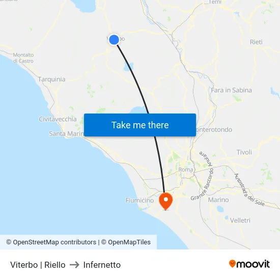 Viterbo | Riello to Infernetto map