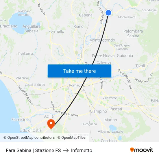 Fara Sabina | Railway Station to Infernetto map