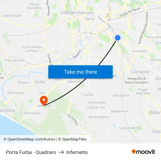 Porta Furba  - Quadraro to Infernetto map