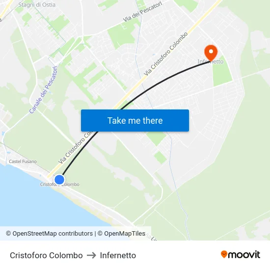 Cristoforo Colombo to Infernetto map