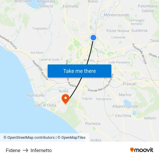 Fidene to Infernetto map