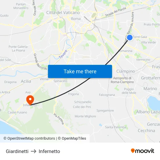 Giardinetti to Infernetto map