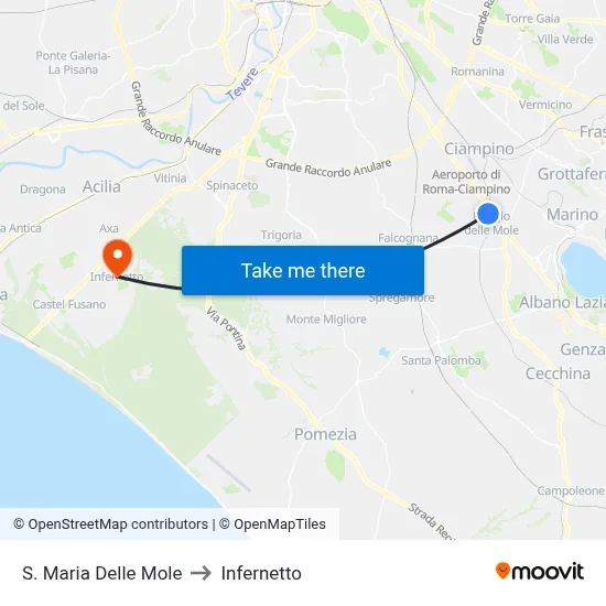 Santa Maria Delle Mole to Infernetto map