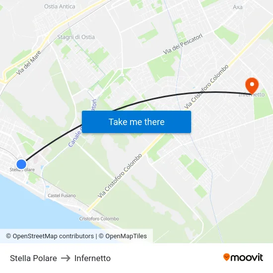 Stella Polare to Infernetto map
