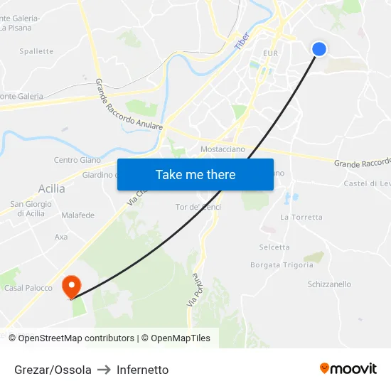 Grezar/Ossola to Infernetto map