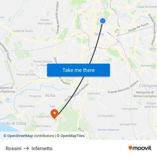Rossini to Infernetto map