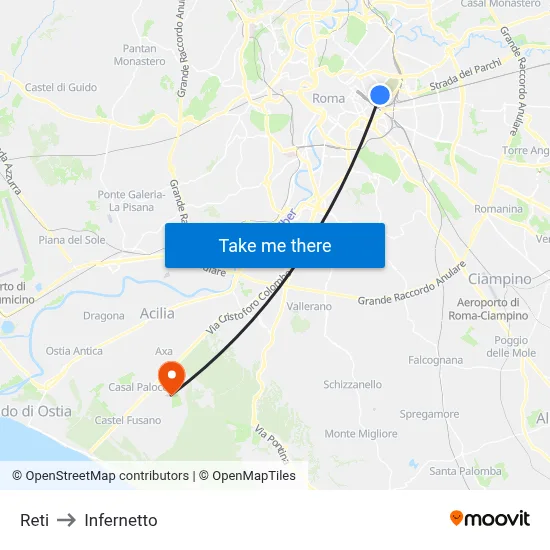 Reti to Infernetto map