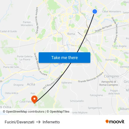 Fucini/Davanzati to Infernetto map