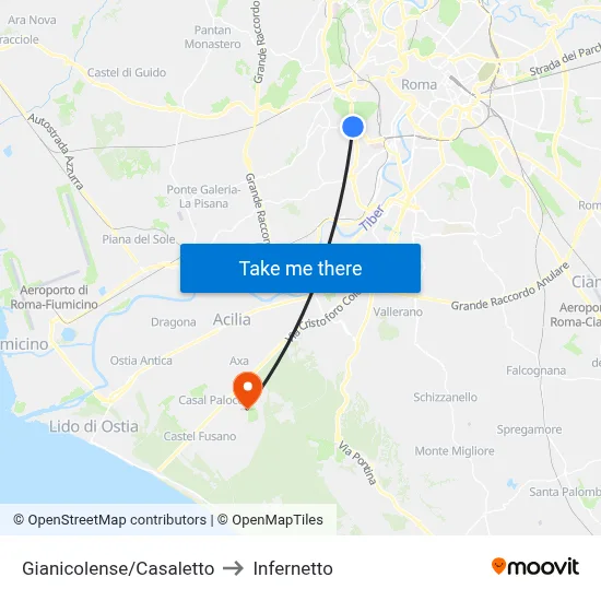 Gianicolense/Casaletto to Infernetto map