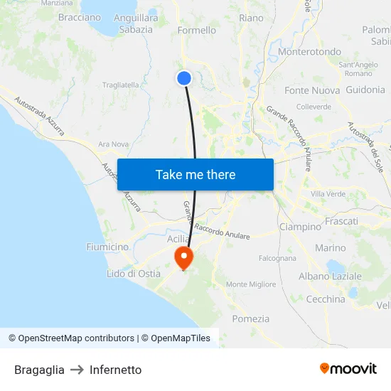 Bragaglia to Infernetto map
