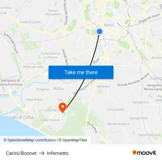 Carini/Bonnet to Infernetto map