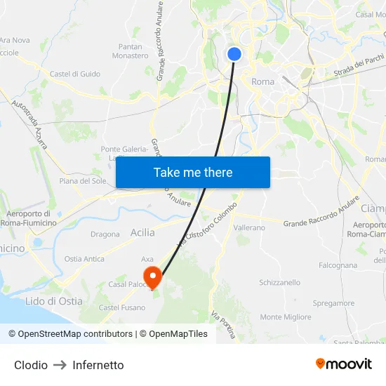 Clodio to Infernetto map
