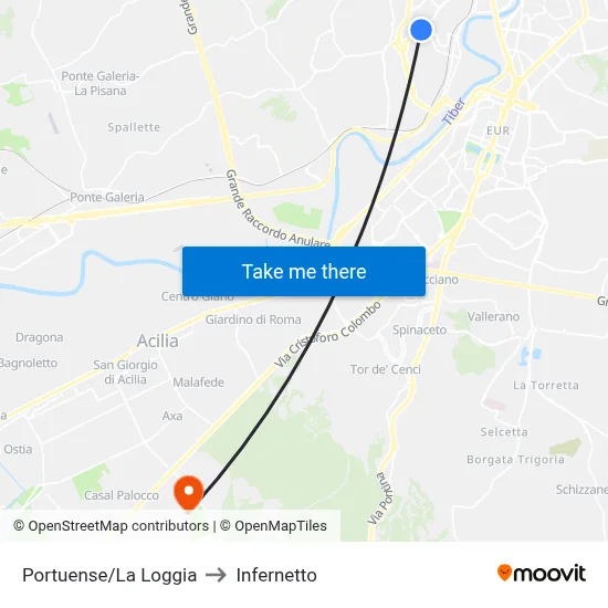 Portuense/La Loggia to Infernetto map