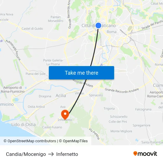 Candia/Mocenigo to Infernetto map